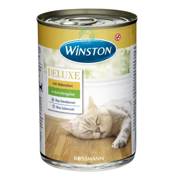 کنسرو 400 گرمی گربه بالغ طعم مرغ داخل سس هویج Winston DELUXE